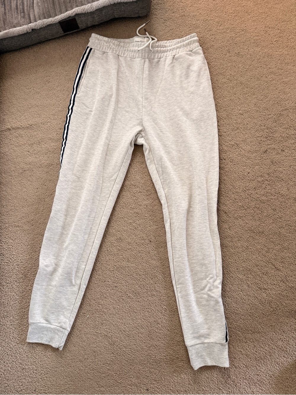 Sovereign Code Light Gray Joggers with Navy Side Stripes